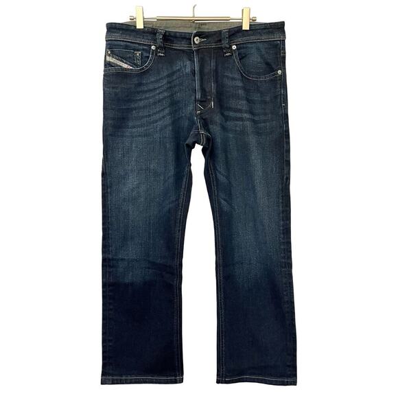 Diesel Men's Dark Wash Straight Leg Jeans Size 34 Button Fly Whiskered Western